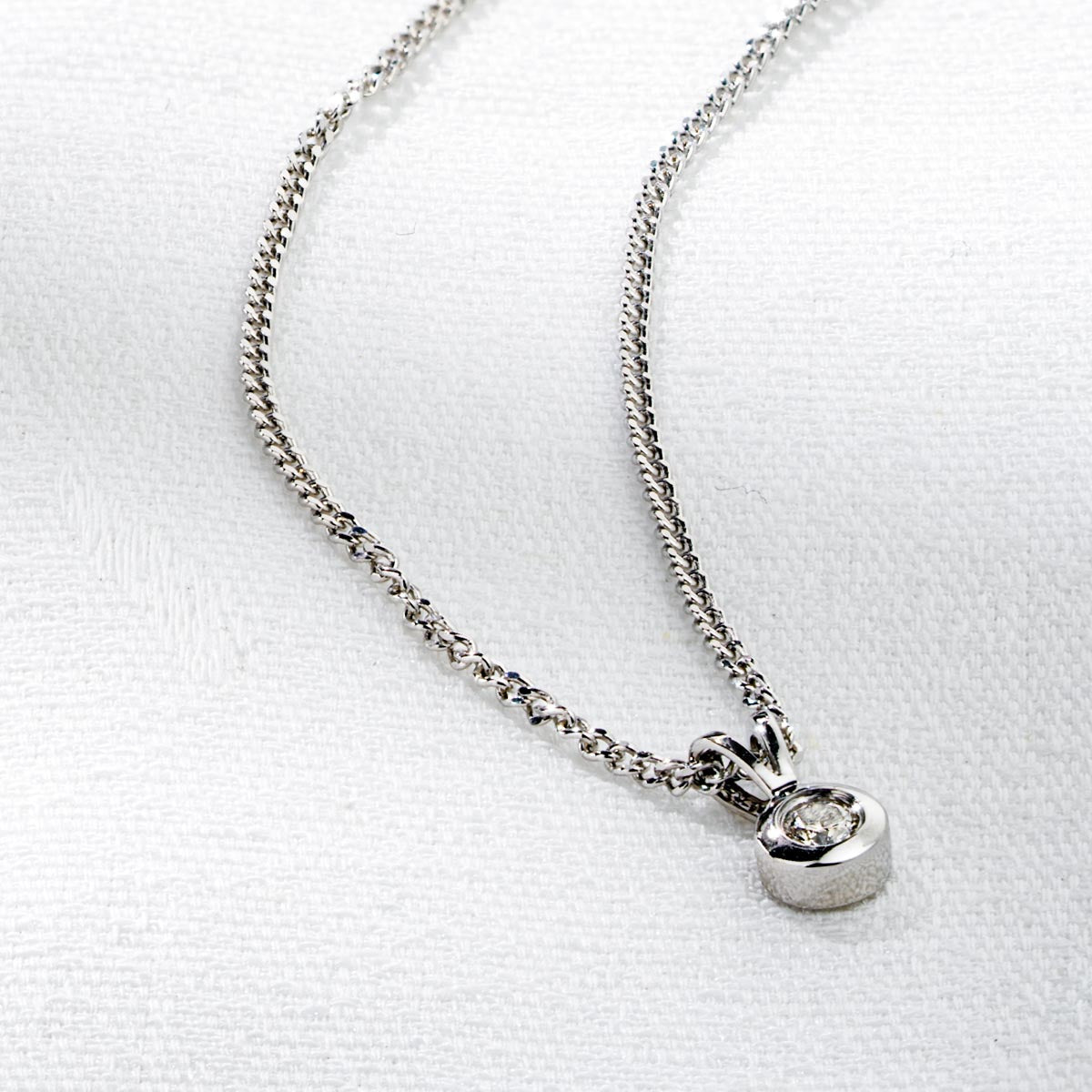 Lab Diamond Solitaire Pendant Necklace 0.05CT in 9K White Gold